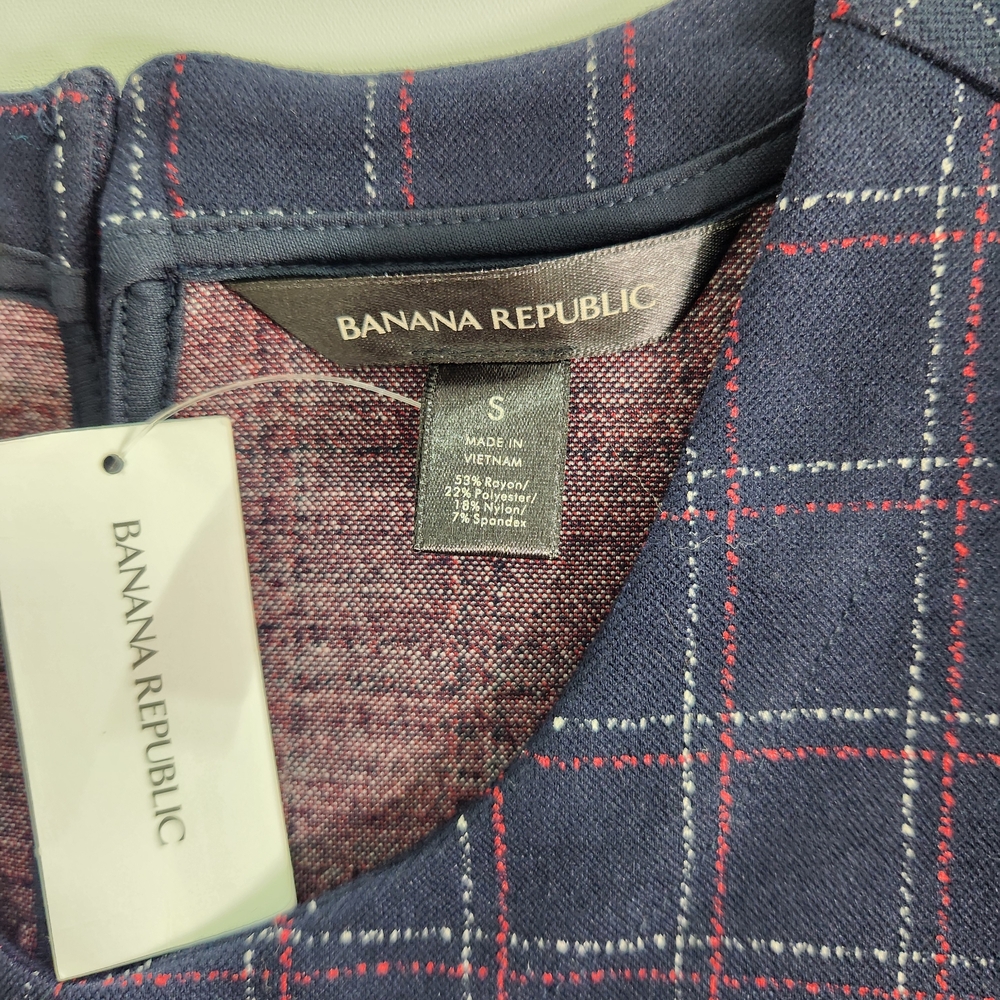 Banana Republic Women's  Tank Top Blouse Size S Plaid sleeveless  blue NWT 01 - Picture 6 of 9
